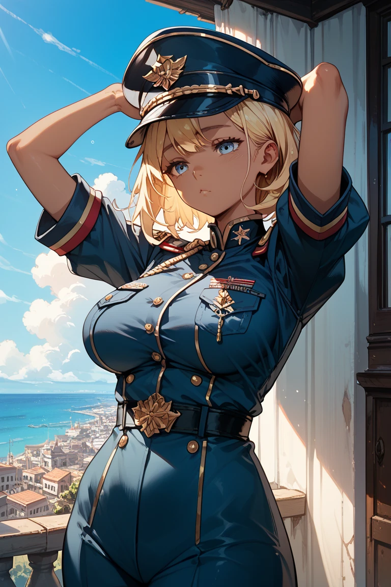 (((British flag-inspired outfit:1.3))),(((Woman in men's clothing:1.3))),(Union Flag),(masterpiece,Highest quality,Ultra-high resolution output images,Write boundary depth,Intricate details,Adding dimension to your subject with the contrast of light and shadow,Anatomically correct facial structure),(Picture Mode Ultra HD,)