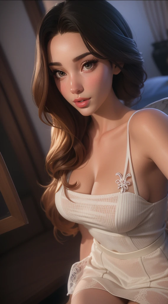 Daughter (Masterpiece:1.4), (8K, Real, Raw Photos, Best Quality: 1.4), Japan People, (1 girls), Beautiful Face, (Realistic Face:1.4), (Caramel hair, Long hair:1.3), Beautiful hairstyle, Realistic blue eyes, Beautiful detailed eyes, (Realistic skin:1.3), Beautiful skin, Ultra high definition, Ultra realistic, Golden Ratio, (Detailed face: 1.4), (Anna Tanaka), tank top, White see-through panties, NSFW, nipple areola shape stands out, look here, sitting on the sofa, pubic shape see-through, drenched in sweat