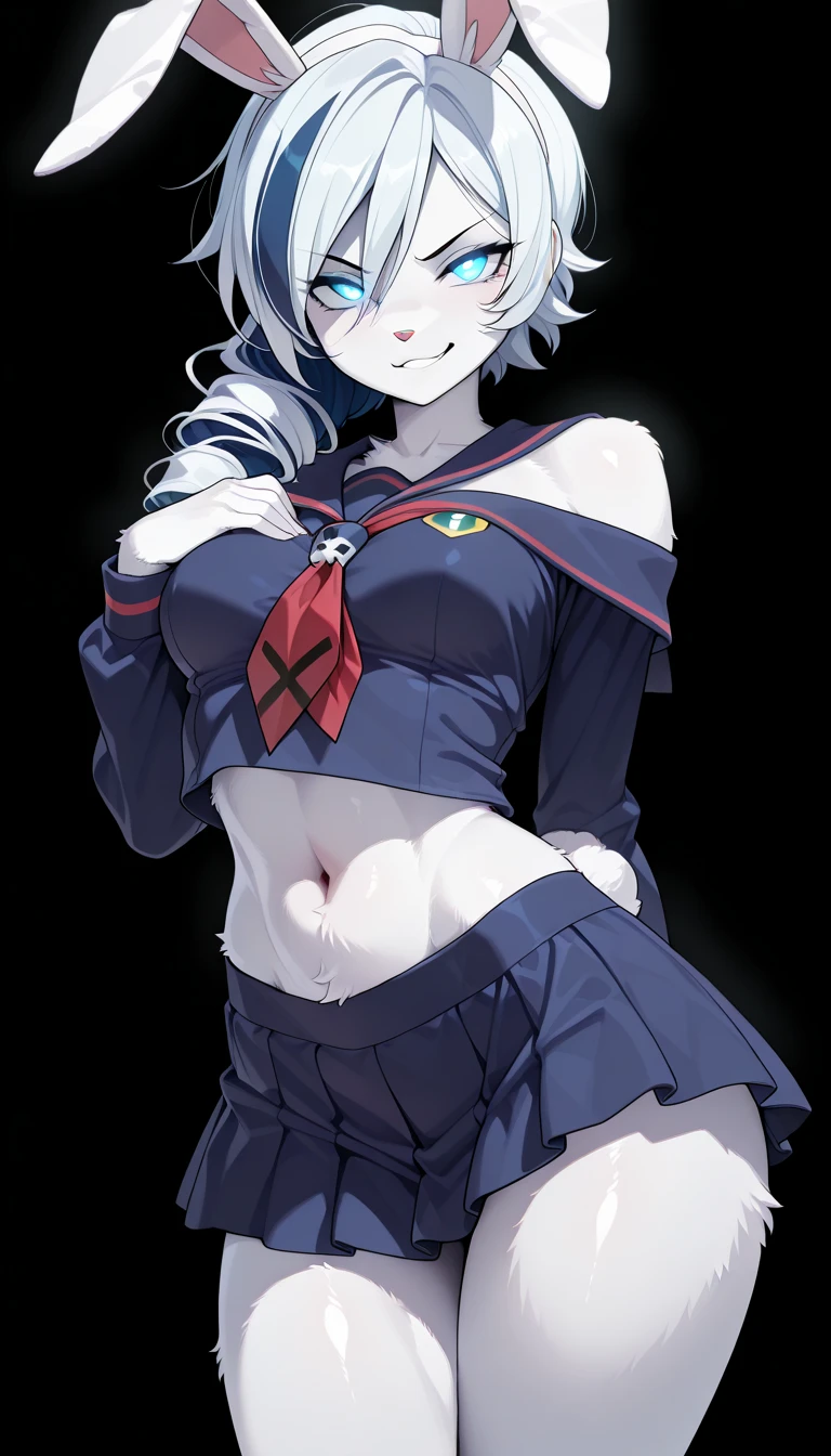 Girl in 1、A masterpie、beautiful lighting、Detailed beautiful face、Detailed beautiful eyes、a highres、Ultra-fine illustration、extremelydelicateandbeautiful、beste Quality、The whole body is shown、Feet first、(熟女:1.2), 独奏, 30s,White Skin Skin, (silver-hair, Blunt bangs ,Bob cut hair,Red eyes),, Curvaceous, (lustrous Some hair, gloss eyes, shinny skin), Laugh, smile on face, (shining skin:1.2), 、thights、arm behind head、Raise your arms、armpit、front facing、((sailor clothing)),Pichi Pichi clothes、enamel、ratex、Short skirt、a school uniform、The navel is visible、pelvic curtain、Armpits、smile on face、black thighhighs、Watch your audience、under-boobs、Black belly、blushed、sweats、Jeweled、thick thigh、Parting lips、pantyhose、Blushing cheeks、tiptoes、loafers