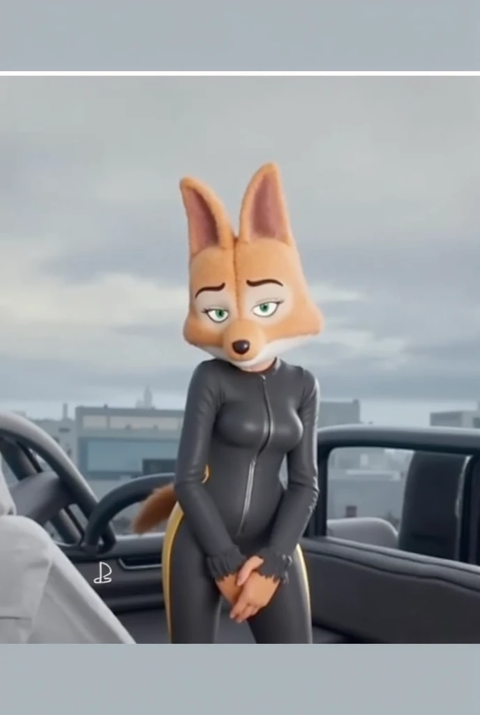 Tsunoda, young, female,  , excited, horny, seductive,  open mouth, tongue out, in the car, blush, black leotard