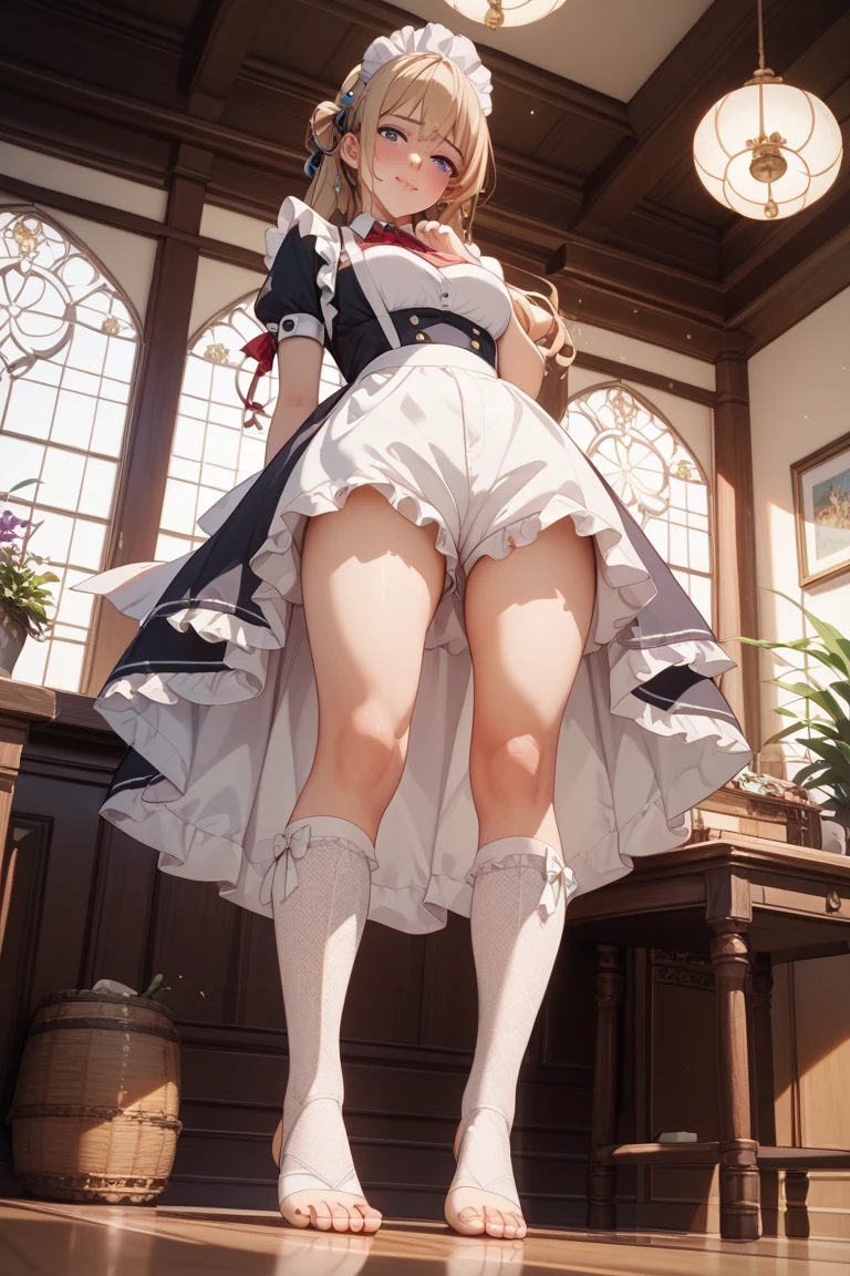 (((masterpiece, best quality)))), Disney female character standing with spreaded legs, low camera angle, from below