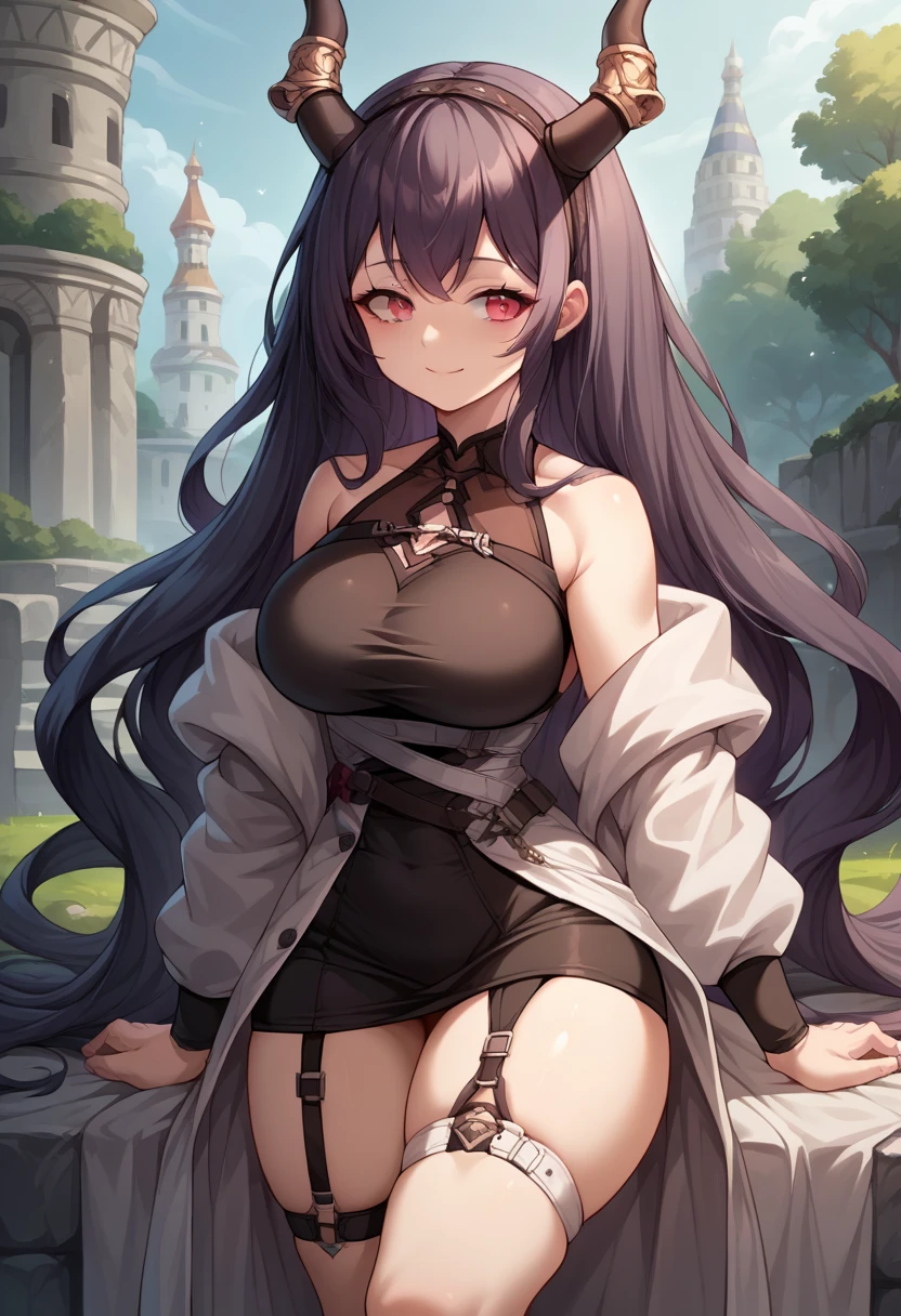 (1) The woman is sitting with her knees together、Pink panties are visible.
(2) that woman has long black hair.
(3) The woman is wearing a white V-neck knit, black miniskirt and long boots.
(4) The woman&#39;s expression is a smile.
(5) Cleavage in women is visible.
(6) The place is an aquarium.