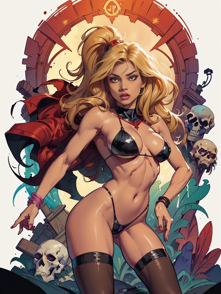 There is a curvaceous woman (large breasts, cleavage) with Tribal tattoos all over her body and wearing a tie, a beautiful artwork illustration, stunning digital illustration, Jen Bartel, exquisite digital illustration, beautiful digital illustration, intricate digital painting, digital painting | intricate, highly detailed vector art, in style of digital illustration, gorgeous digital art, vector behance hd jesper ejsing, beautiful digital artwork