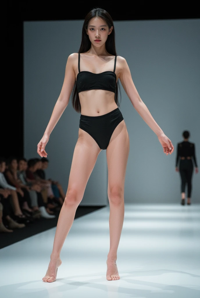 best qualtiy, Full body like，Foot nails，Summer clothes，Fashion show，Barefoot，Refined face，pretty  face，1 25-year-old woman，slimfigure，Larger bust