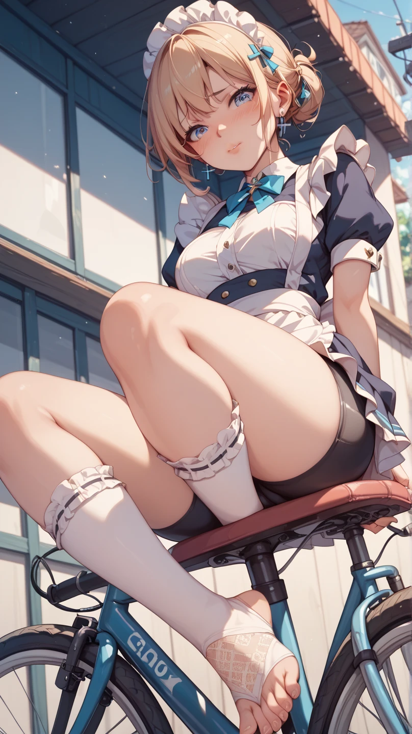 High-definition images, atmospheric perspective, 8K, Super detailed, Accurate, highest quality, anime background, 1 female, Last, (ecstasy face), big breasts、big breasts、pink nipples、(droopy eyes), (blush), ((sleepy)), ((Finely designed, luxurious and colorful adult shorts, panties High-definition images, Draw pants with super precision)), ((show off panties)), ((she has pubic hair, Pubic hair sticking out of pants), (spread legs, raise your legs) open your mouth, (shirt, (swollen areola)), ((thin thighs, thin legs)), pantyhose, earrings, simple necklace, straddle, masturbation, (strange pose), ((moment of orgasm)), (angle from below), hair up, (straddle to hit panties on a exposed thin pipe for masturbation), factory clerk, uniform jacket, Nameplate, at the factory,