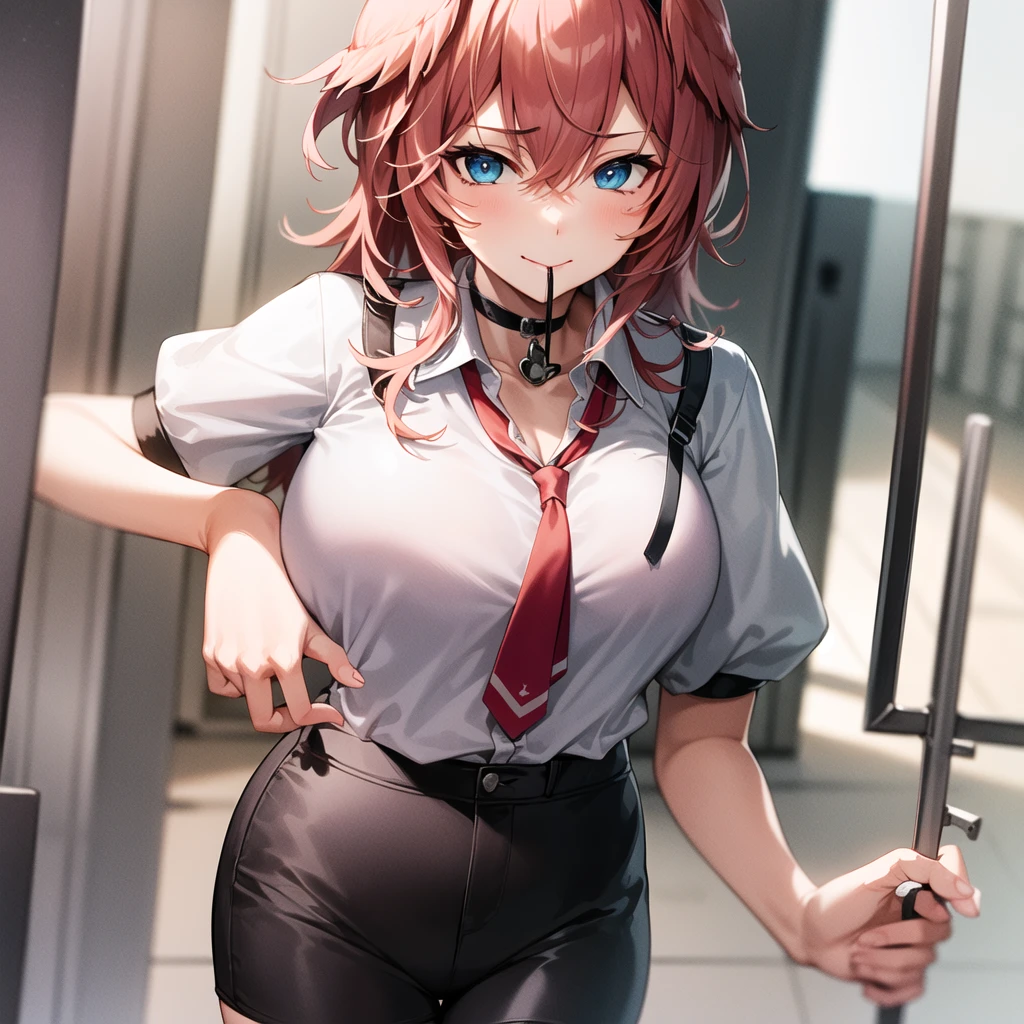 1 girl, anime girl, best quality, bodybuilding, muscle, bigger, wallpaper, school, blush, seductive,  madoka,