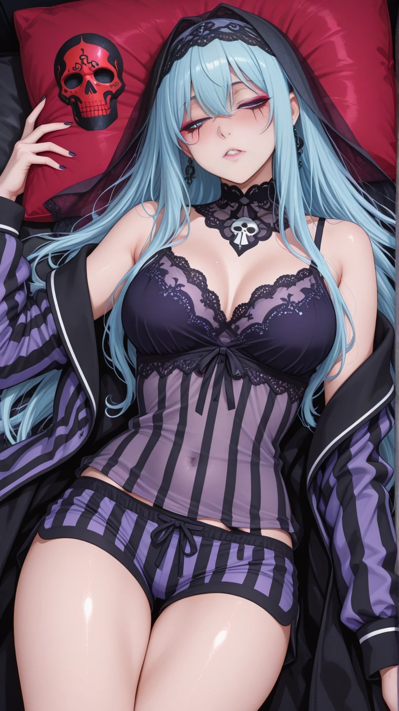 (Raidendef:1.4), 8k, highres, ultra detailed, (masterpiece:1.4), best quality, Perfect symmetrical body, (luxurious lingerie:1.4), lying in a sensual pose on sofa, cute, solo, long braided hair, purple hair, purple eyes, glow effect, finely eye, wide smile, detailed face, looking at viewer, smilling at viewer, saloon, angled view, huge breasts, voluptous, Perfect fingers, Perfect body