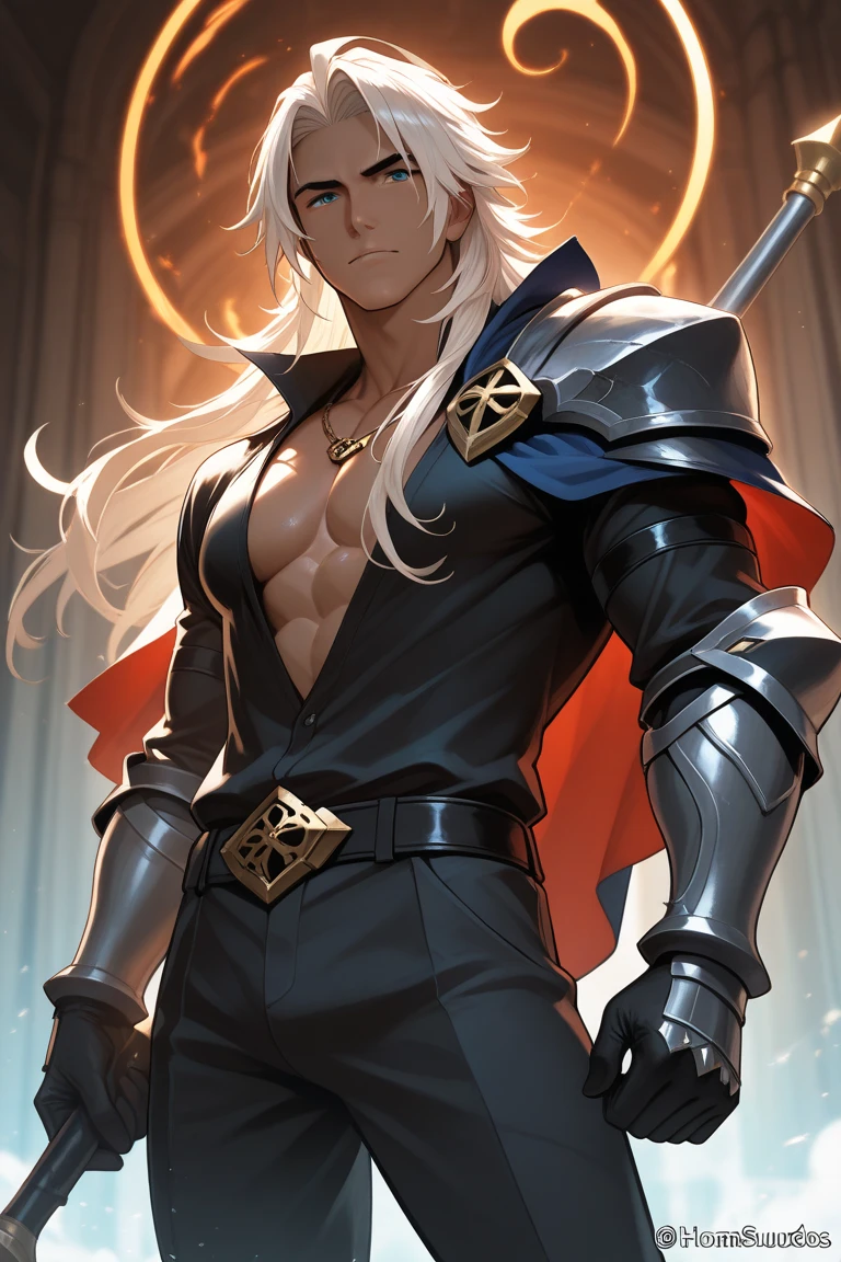 masutepiece, Ultra-detailed pictures of gorgeous humanoid dragon males, 1guy, (((Man's))), perfectly drawn face, Wearing a luxurious white suit, Ride a red horse with a spear,Luxurious gloves, 8K resolution, Photorealistic, ultra-quality, Long hair, Extravagant detailed background, Covered navel, 32K, short red hair, Full lips, Curvy Man, Perfect Anatomy, Cinematic lighting, Intricately detailed, White tetradic color, Volumetric lighting