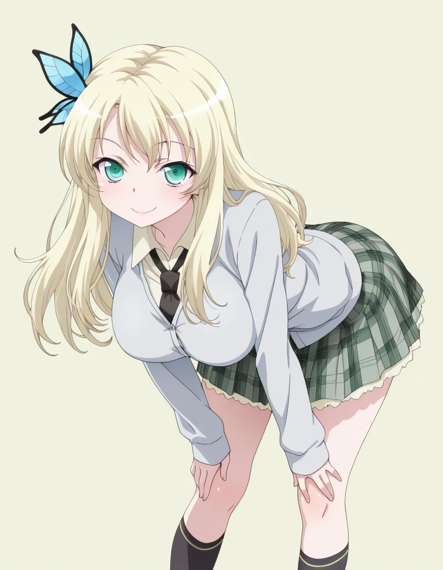 1girl, from below, small breasts AND medium breasts, black panties, skirt, blonde hair, long hair, red eyes, blush, shy, kneeling, ribbed sweater, sweat, spoken heart, outdoors, picnic, forest, <lora:Aoki_Kongo_Kamo:0.85>
