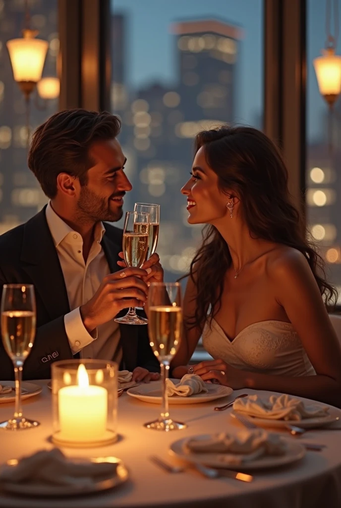 Couple dating into a expensive restaurant