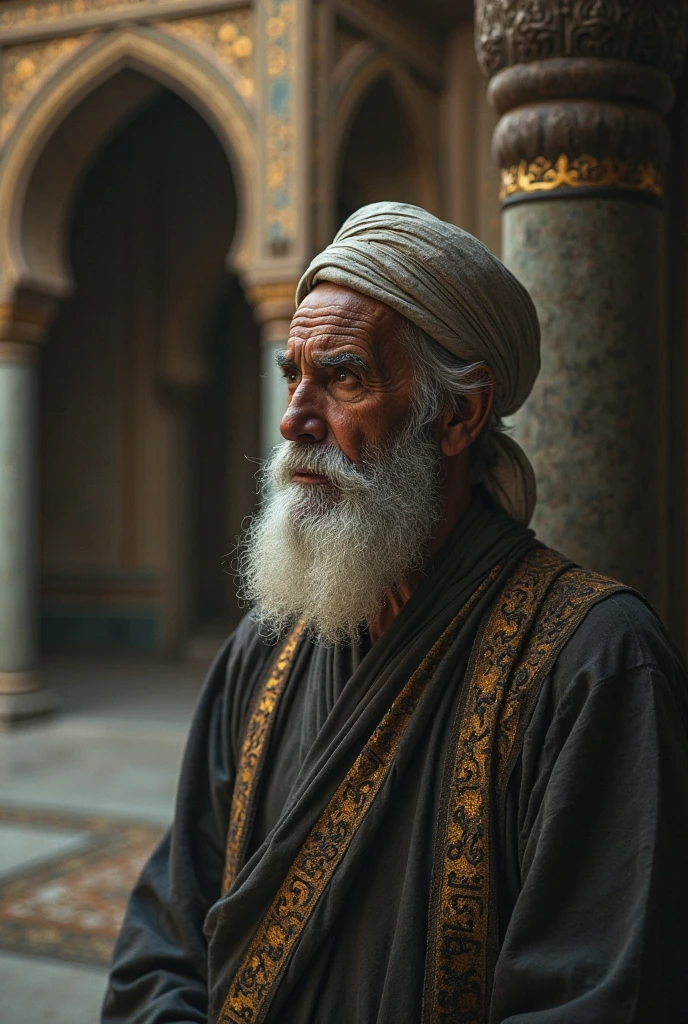 Old hafiz alim man,Looking on madina