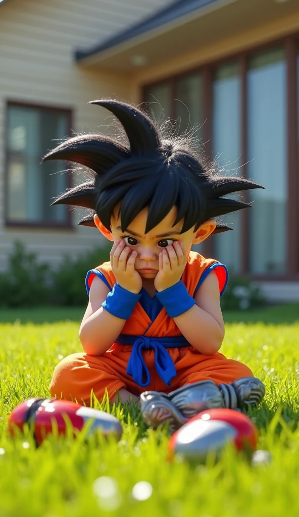 make a baby with a goku's cosplay in a fashion model
