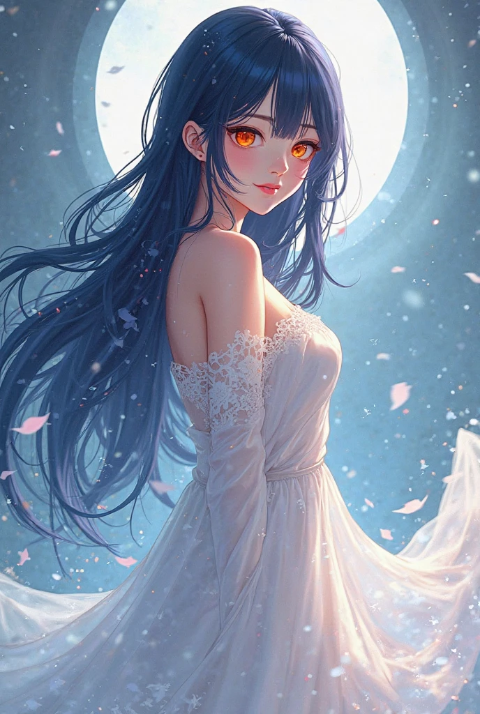 (8k, RAW photo, 最high quality, masterpiece:1.2), High-definition RAW color photo, Professional photo shoot, cinematic light, alone, (((young woman))), (detailed expression), (round eyes), (small face), (high detail skin:1.2), clavicle, cute face, beautiful appearance, long eyelashes, (rainbow colored hair_very colorful hair color, long wavy hair, black eye), Slim body type, beautiful moon fairy, A full white dress standing under a night sky with a beautiful moon, Sheer, See-through material, There is a moon aura, moonlit night in the field, There is no light other than the moonlight_be absentminded, silence, background is dark, dark tone color palette, facial details, Detailed details of body parts, shiny skin, perfect fingers, five fingers, anatomically correct, background bokeh, high quality, surreal, bright colors, ((Nikon, 135㎜, f/1.8, very detailed, photo shoot)),