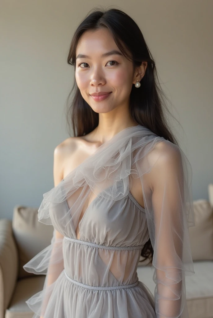 cute,  アイドルのようにcute16歳少女、Smiling Kindly、(((Height 150cm, short)))、(Large Breasts)、(((No bra and a white see-through dress)))、Cleavage、((Full body portrait))、((Stroll through the luxury brand shops))、(Accurate depiction)、Natural light、RAW Photos、Genuine、live-action、realism、masterpiece、RAW Photos、High resolution