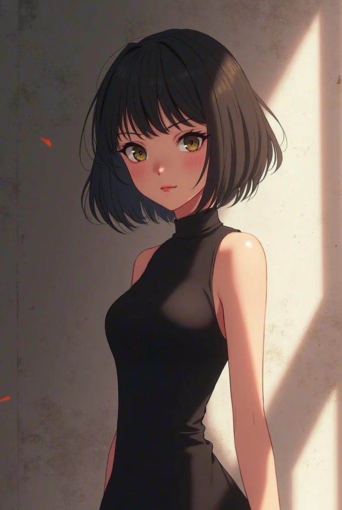 Sleeveless,Sweaty,A perfect smile, (Perfect Anatomy, Anatomically correct, Highly detailed skin), Cute and symmetrical face, Perfect Face, Perfect Eyes, Perfect Fingers, Five Fingers, ((Hairstyle,Inner Color,money,Bobcut))Stripped of clothes,In town