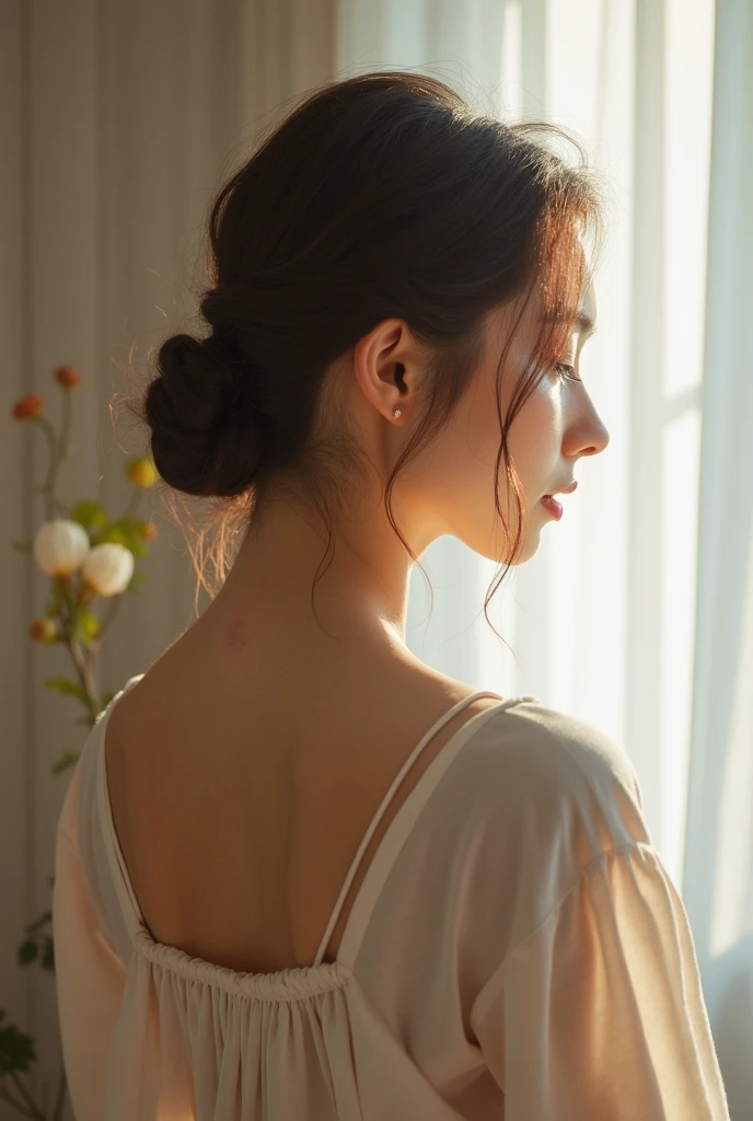 back view, (poitrine plate), skin dentition, (), mode branché magnifique belle fille, douce et attrayante belle fille chinoise, 10 ans, clavicule délicate et sexy, Visage ovale attrayant, Double eyelids, intelligent peach blossom eyes, pink lips, petit nez, bare shoulders, se concentrer sur le visage, visage en gros plan, ultra high definition, Ultra definition, Photo du corps entier, ultra fine light transmission, haut du corps doux et ludique, Voir à travers