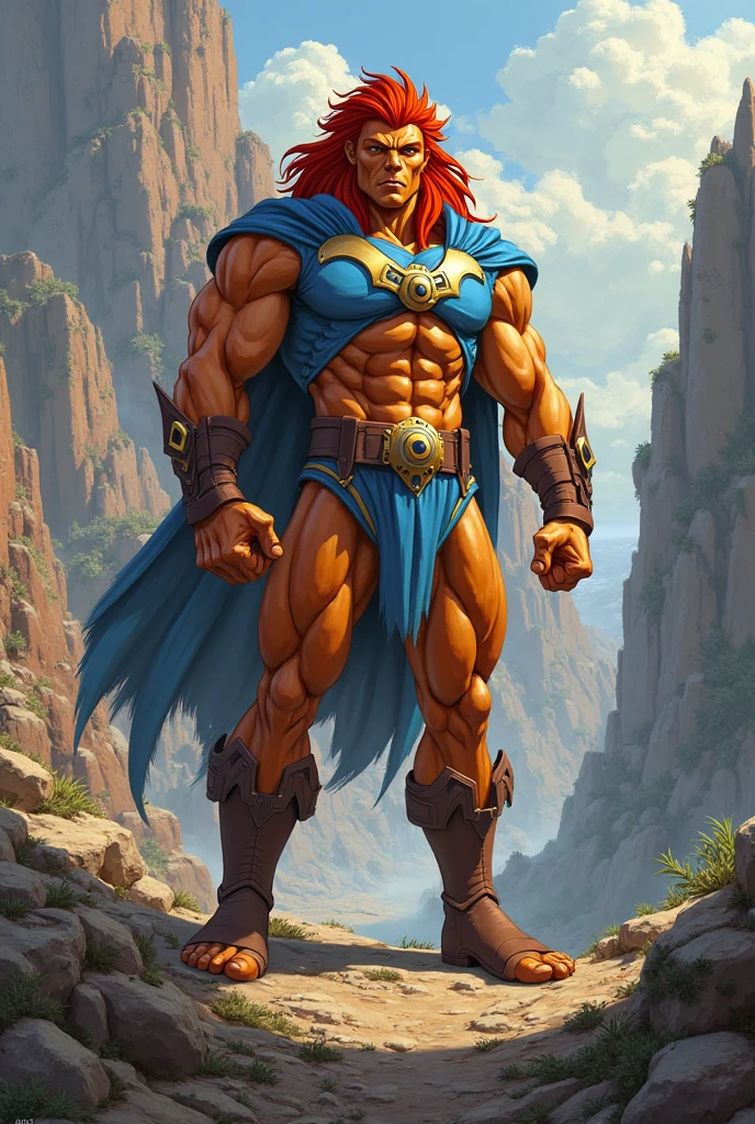 masterpiece, best quality, 1boy, ganondorf, red hair, long hair, beard, red eyes, green skin, lifting weight, squatting, smile, muscular, pectoral, abs, jewelry, facing viewer, castle background