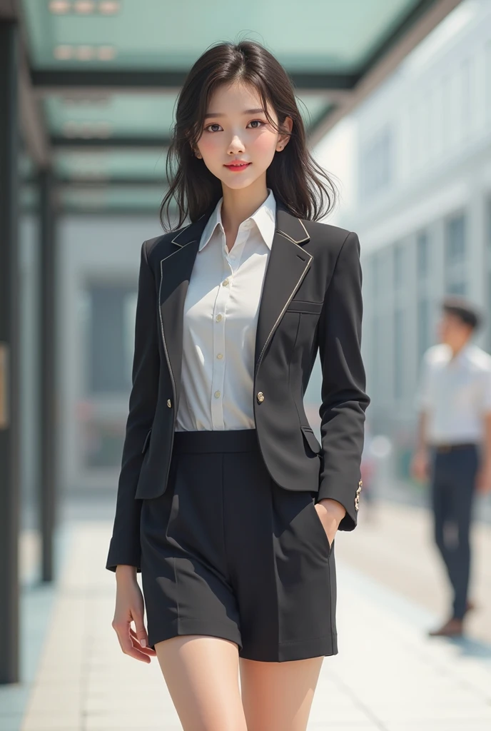 Beauty、BeautyOL、Detailed face、Realistic、beautiful girl、Beauty、Office Lady Uniform、beauty、Beautiful woman、Show off a slim waist、Handsome woman、Pants look、suit、Sexy pose