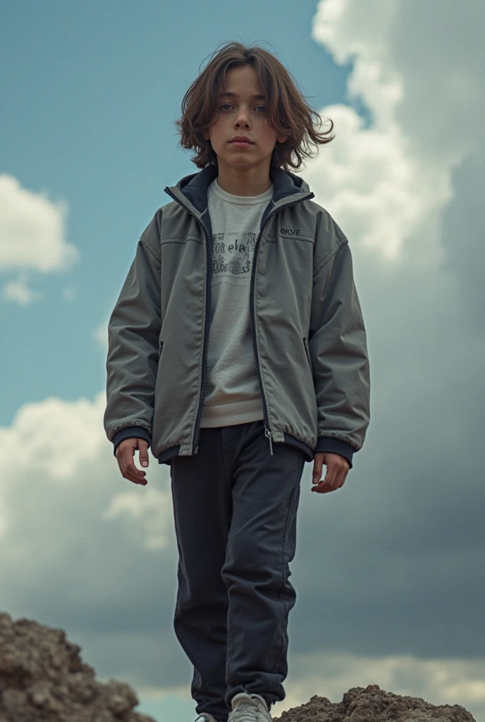 harry potter with his scar wearing a white sweatshirt