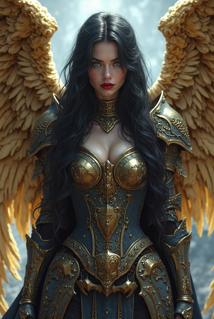 full body:1.6, walking pose, slow motion, (rogue thief:1.2) woman, multi-layered stitched,(dark-gold armor, many detail on armor), (intricately patterned cloth:1.2), (insanely detailed, flowering:1.5), (top quality, Alessandro Casagrande,
Greg Rutkowski, Sally Mann, concept art, 4k), (analog:1.2), (high sharpness), (detailed pupils:1.1), (painting:1.1), (digital painting:1.1), detailed face, eyes and body, masterpiece, best quality, (highly detailed photo:1.1), 8k, photorealistic, (long curvy hair, ecstasy:1.1), (young woman:1.1), by jeremy mann, by sandra chevrier, by maciej kuciara, sharp, (perfect body:1.1), realistic, real shadow, 3d, (europe castle background:1.2), (by Michelangelo), angel of death, innocent,  eyes, diadem, angel wings, black clothes, full body, arms behind back, sky, halo, post-apocalypse,