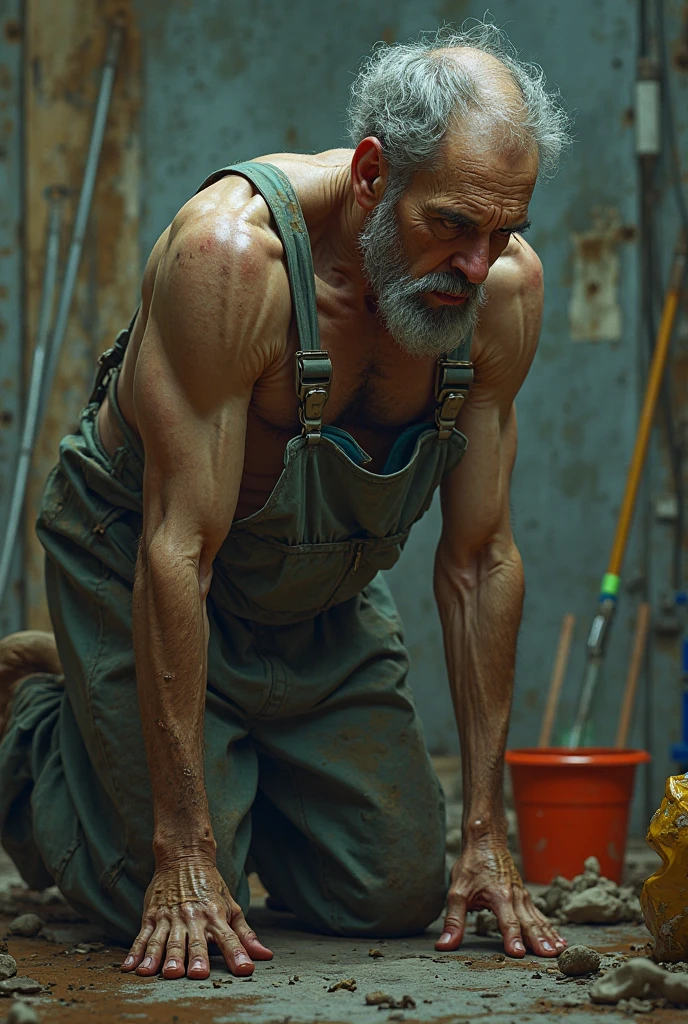 Realistic style，亚洲男人戴sunglasses躺在Sauna中，lie on the floor，Sauna，water vapor，40 years old Asian man，sunglasses，Looking at the camera，Legs raised，Place your hands on your chest，Long beard，white facial hair，White long hair，Floral shirt，A kind expression，Friendly attitude，A polite greeting，Wrinkles，Brown skin，Oily skin，Big nipples，Thick Chest Hair，Thin body，Thin，Mermaid Line，Grey swimming trunks，(There is a giant oyster sauce mushroom in my pants)，(Geoduck crotch silhouette)，Leg hair，thick body fur，Black body hair，Leg hair，sandals，toe，full-body shot，Real person photos，Anatomically correct limbs，full-body shot，Delicate skin texture，浓密water vapor，Dark atmosphere，Soft Light，Low contrast images，Highest quality，4k quality，