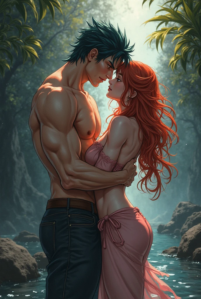 (((Poison Ivy))), (((Superman))), High quality, best quality, masterpiece, (1boy, 1girl), (hetero:1.5), mature woman, curves, long wavy redhead hair, green eyes. cleavage. (((woman completely nude))), nsfw, lots of cum, cum in face, facial, huge cumshot, projectile cum, ejaculating, cumming everywhere, (((hair grabbing, grabbing another's hair, sex from behind)))
