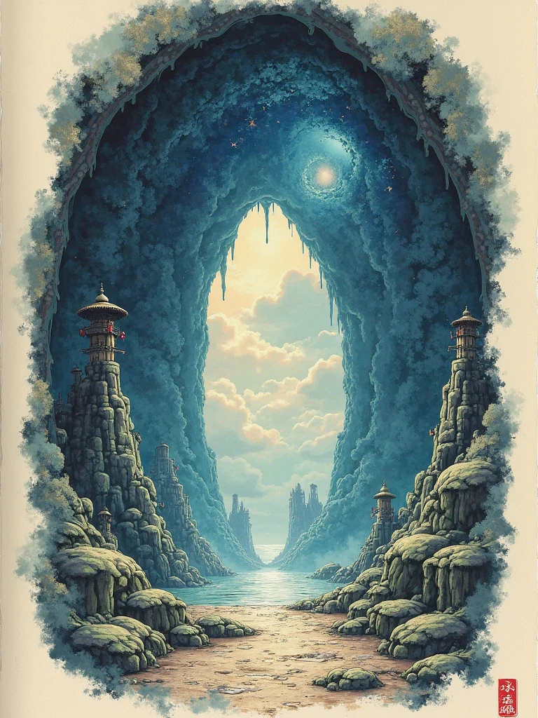 DonMM4573r0f3l3XL, rural landscape facade,cave pearl,mullion window,night owl, <lora:DonMM4573r0f3l3XL:1>