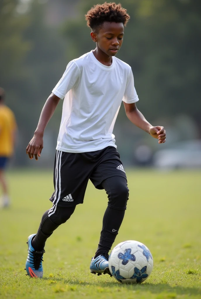 peripheral black boy shooting for the goal full of dreams of lifting a cup in the future