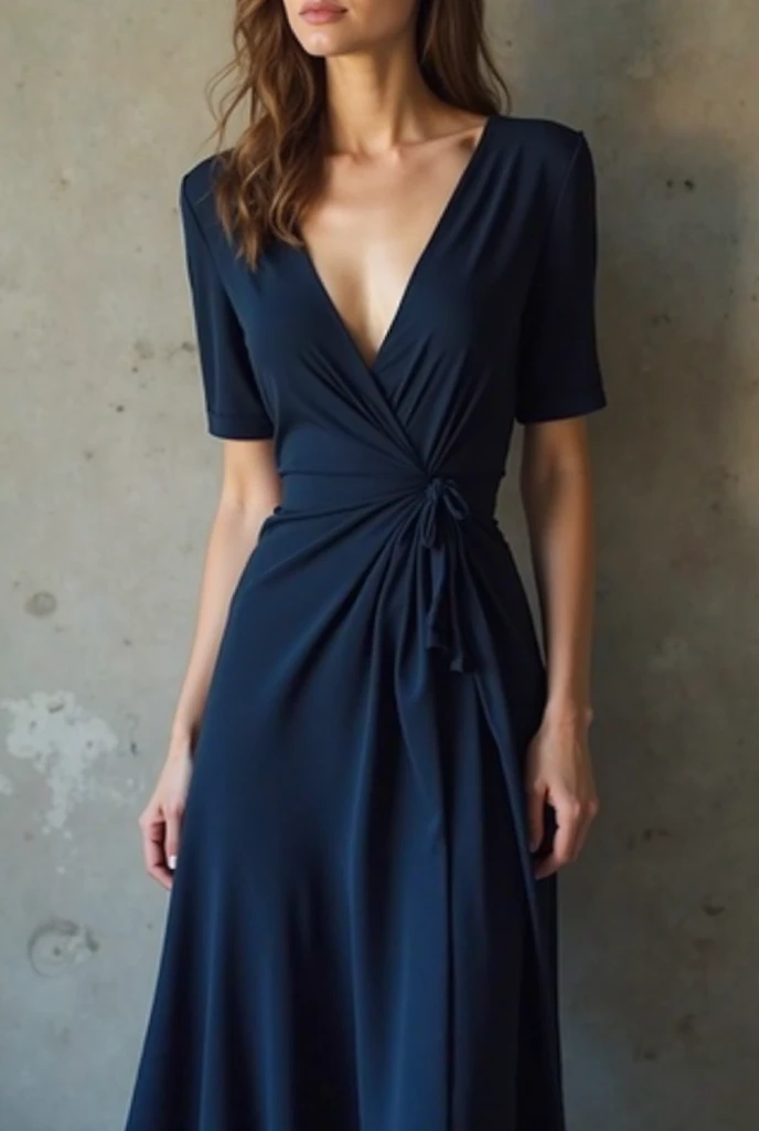 RAW, 8K UHD, Masterpiece, Best quality, Photorealistic, Ultra high res, High definition, High quality texture, extremely detailed cg, intricate details, clearly worked out detail, natural and realistic color, 1 Girl, bangs, facial flushing, cleavage, Slender hands, detailed skin, (cowbody shot):1.4, (wearing navy blue jumpsuit with a halter neckline and wide legs , necklace, earrings, bracelet):1.4