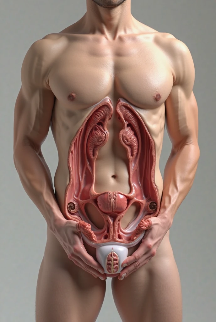 crie um homem,hairless,with a big, thick penis