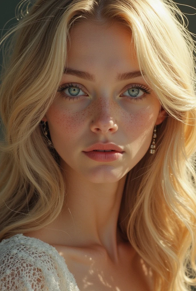 Photo of a 20-year-old European girl, raw, Beautiful woman, (Extra long wavy blonde hair), ((Portrait)), ((Detailed face:1.2)), ((detailed facial features)), (finely detailed skin), pale skin, , wrapped in a sheet, Bedroom environment, Lying on the bed, (cold color), moist, moist, Reflectors, (masutepiece) (perfectly proportions)(photos realistic)(Best Quality) (Detailed) photographed in a Canon EOS R5, 50mm Lens, F/2.8, nffsw, (8K) (Wallpaper) (Cinematic lighting) (Dramatic Lighting) (foco nítido) (Convoluted) Fashion, From above
