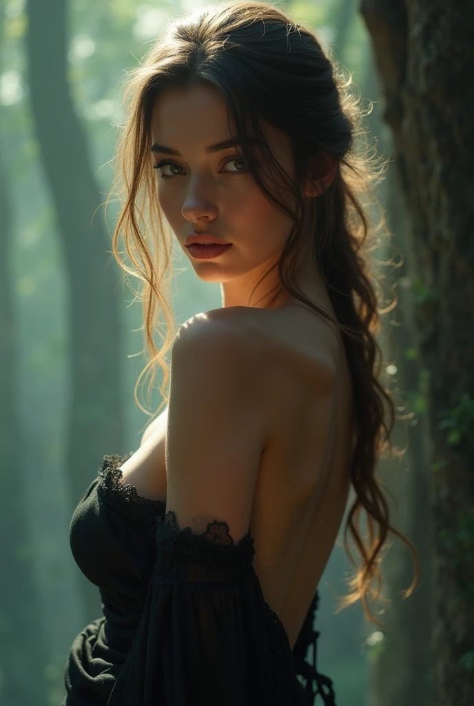 Cara detallada, vientre plano, (dynamic pose), (((cuerpo completo))), (realista, fotorrealista:1.37), (25 year old woman), perfect ilumination, stunningly beautiful woman, pelo rubio, (alta calidad), Altas Resoluciones, absurdo, ((Take from behind)), mujer hermosa:1.3), (cuerpo perfecto, cuerpo extravagante:1.1, Pose sexy:1.1, media sonrisa:0.5, fotorrealista, sombras, (((Portaligas))), ((guantes de hilo cubriendo el antebrazo)),((Take from behind)) en un bosque con nieve, ((culo grande)) cintura estrecha, brazos arriba, ((piernas abiertas))