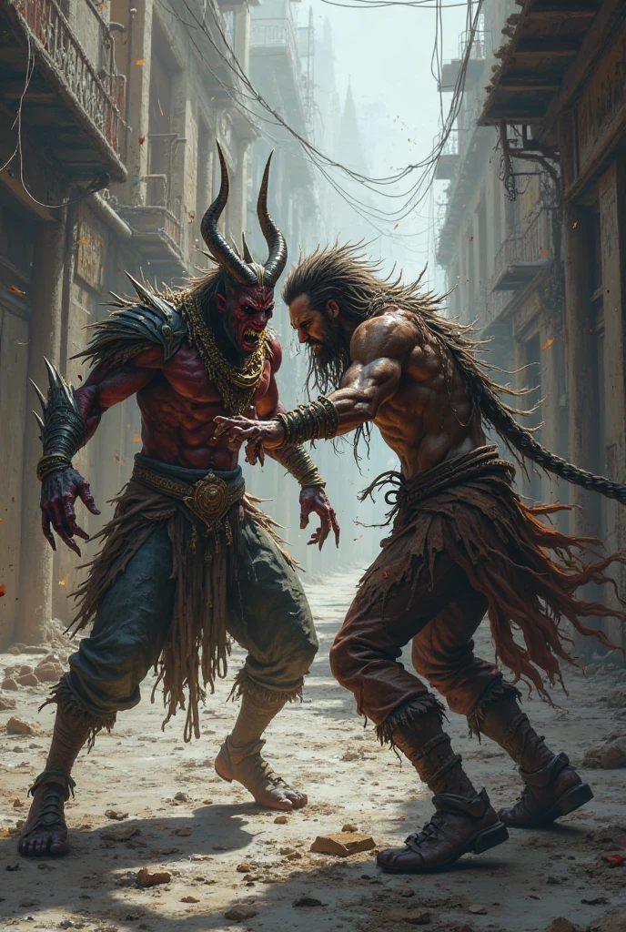pre-rephaëlite painting, Classicism, fading border, masterpiece, ccurate, award winning，D14bl0 style depiction，The deal between man and devil，man reveals soul，Surrealism, drop shadow, stereogram, tachi-e, pov, atmospheric perspective, 8k, super detail, ccurate, best quality，(greg rutkovsky:0.8), (cyan and orange:0.4），