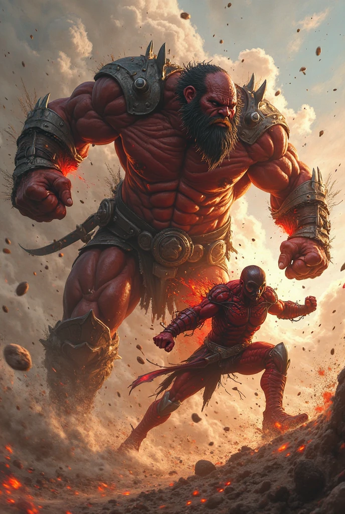 A hero in a red hat, M in his hat, breaks blocks with his bare hands, defeats the Demon King and gets a mushroom. He gets even more muscular and challenges the Demon King to a fierce battle, but the Demon King is defeated in an instant.
