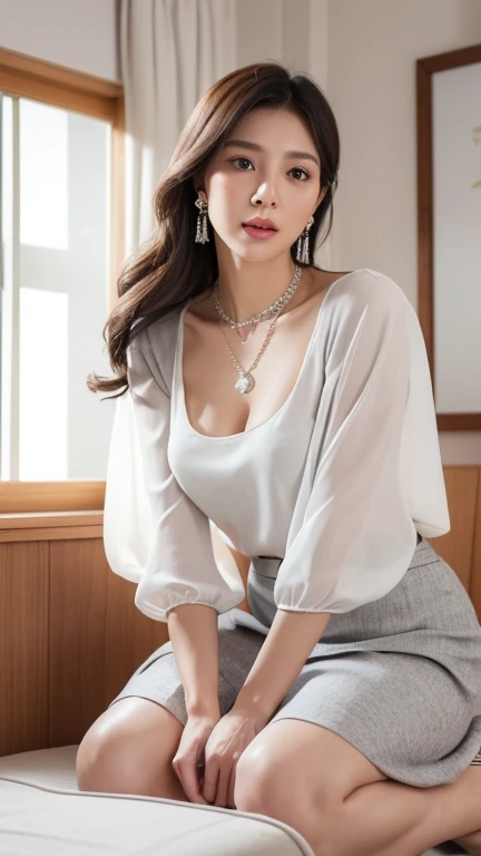 8K, masterpiece, RAW photos, best quality, Reality, extremely detailed CG unity 8K wallpaper, Depth of Field, light, lens flare, Ray Tracing, (Extremely beautiful face, Beautiful lips, beautiful eyes), Complex facial details, ((Ultra-delicate skin)) 1 Girl, in the darkness, Deep Shadows, Beautiful Korean girl, Korean Idol,(Very slim slender fit-muscled body:1.3), ((Looking at the audience)),(A bright smile:1.3), (Fashion City Night, (Neon), (Blurred background), midnight, (nobody), (Background nobody:1.3), Beautiful Korean girl, White Diamond Earrings, Diamond Bracelet, Deya Necklace, Pantyhose, Clear eyes, walk , front Photo, (Pale skin), Facing forward, (big eyes), full-body shot, ((see through, White top)), ((Red Skirt :1.3)), (Brown hair) (Looking at the audience:1.3), (Lace), Very slim, Medium breasts, Hermès bag