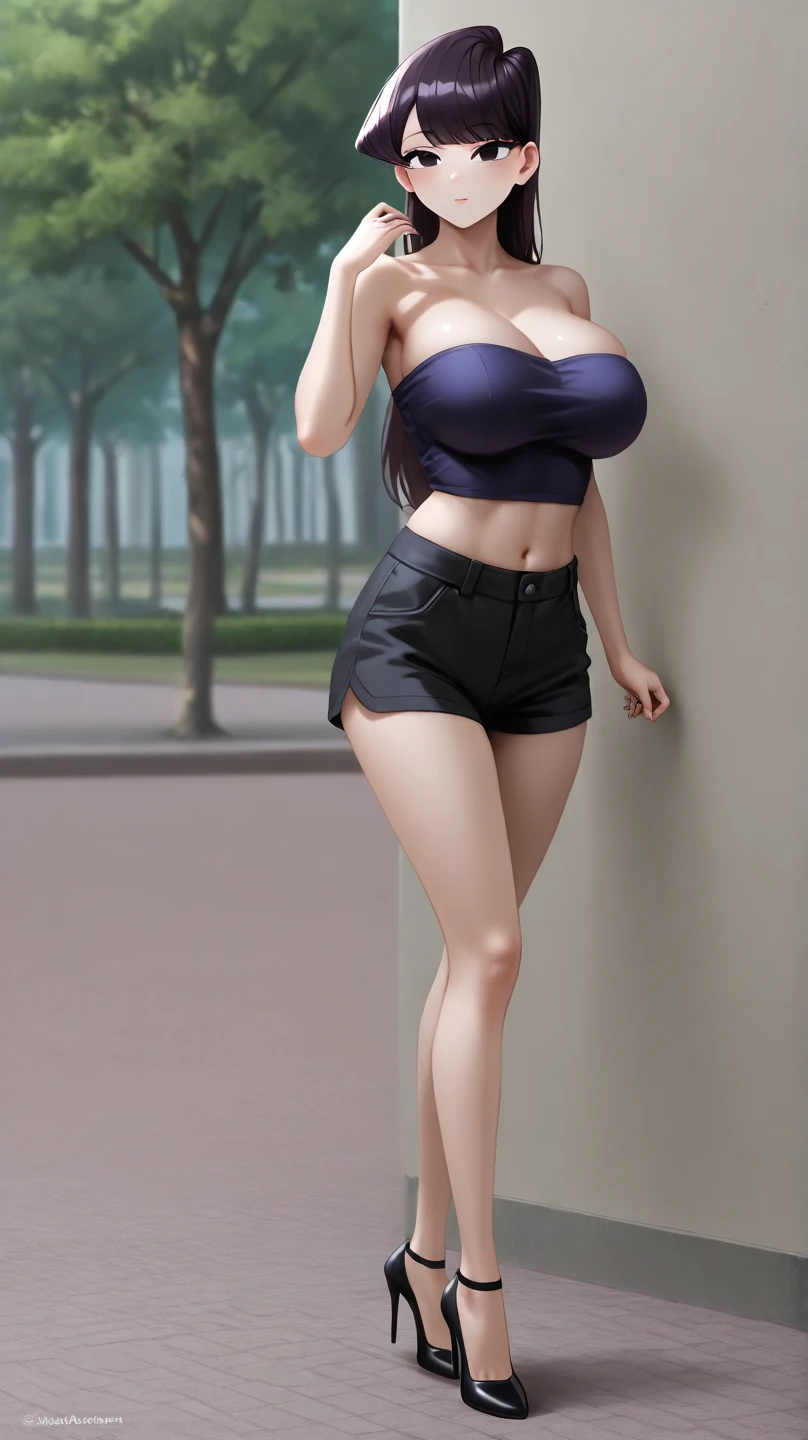 (1 girl, solo),Best quality, full body portrait, delicate face,brown long hair, bob haircut, forehead, 18 year old girl, slim figure, huge bust, loose oversized u-neck crop top full sleeved shhirt, cleavage,(under boobs:1.4), crotch gap, cameltoe, over shirt shorts, seen string of bikini bottoms, sunset bridge, vintage vespa behind, scene, standing tall, long leg , necklace, rings, earrings, bracelet, watch, open legs, araffe woman in shorts and a white top walking down a street, photorealistic perfect body, anime girl in real life, realistic anime 3 d style, sexy girl wearing shorts, at a city street, hyperrealistic full figure, bra and shorts streetwear, beautiful model girl, cyberpunk 2 0 y. o model girl, fashion model, hyper realistic anime, small waist, naval piercing, bellybutton pierced, nightlife,visible bra,denim shorts,tight ass, slutty,at night photo, night photography,brown hair(night outdoors)