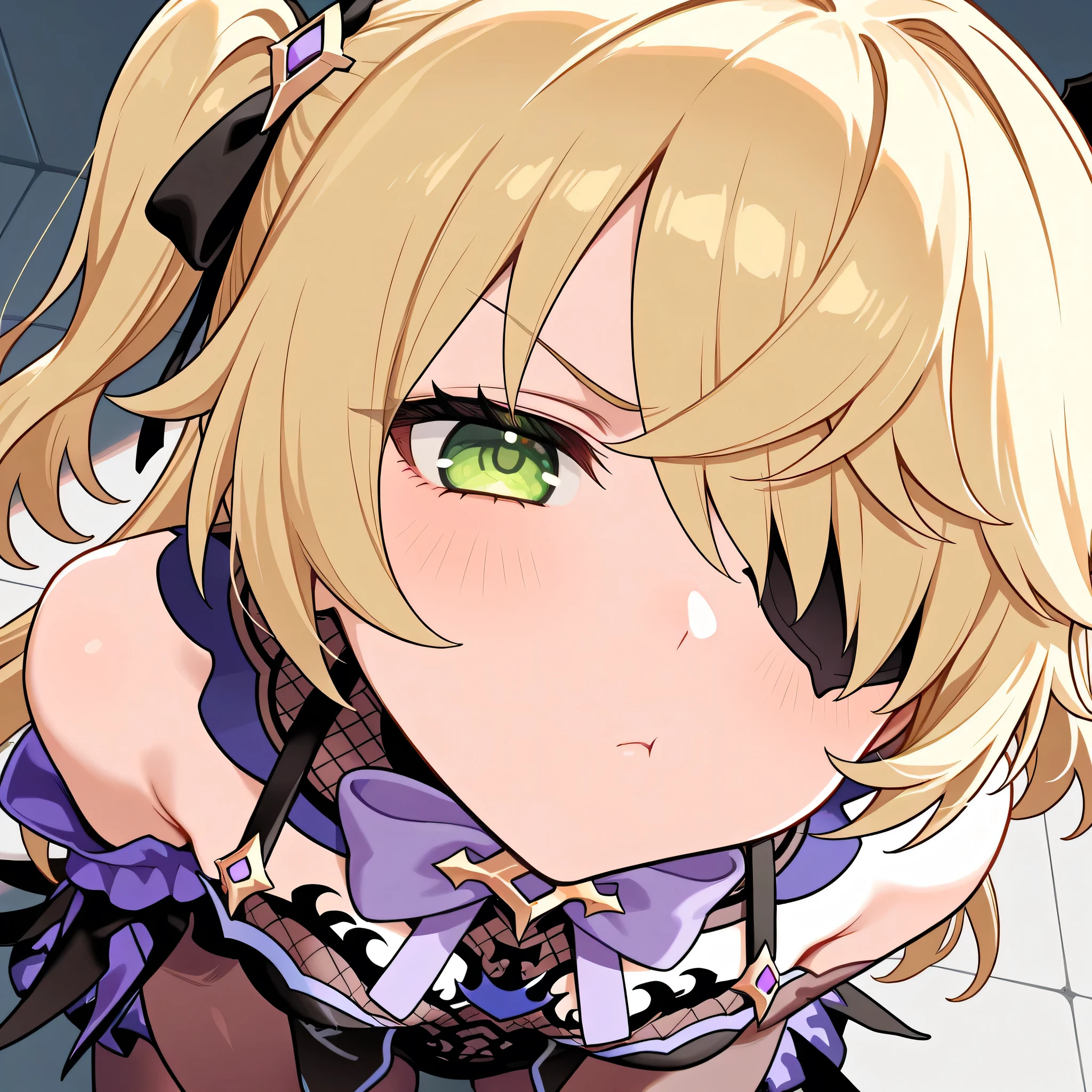 1girl, embarrased, shocked, heavy blushing, blushing, peaking through fingers