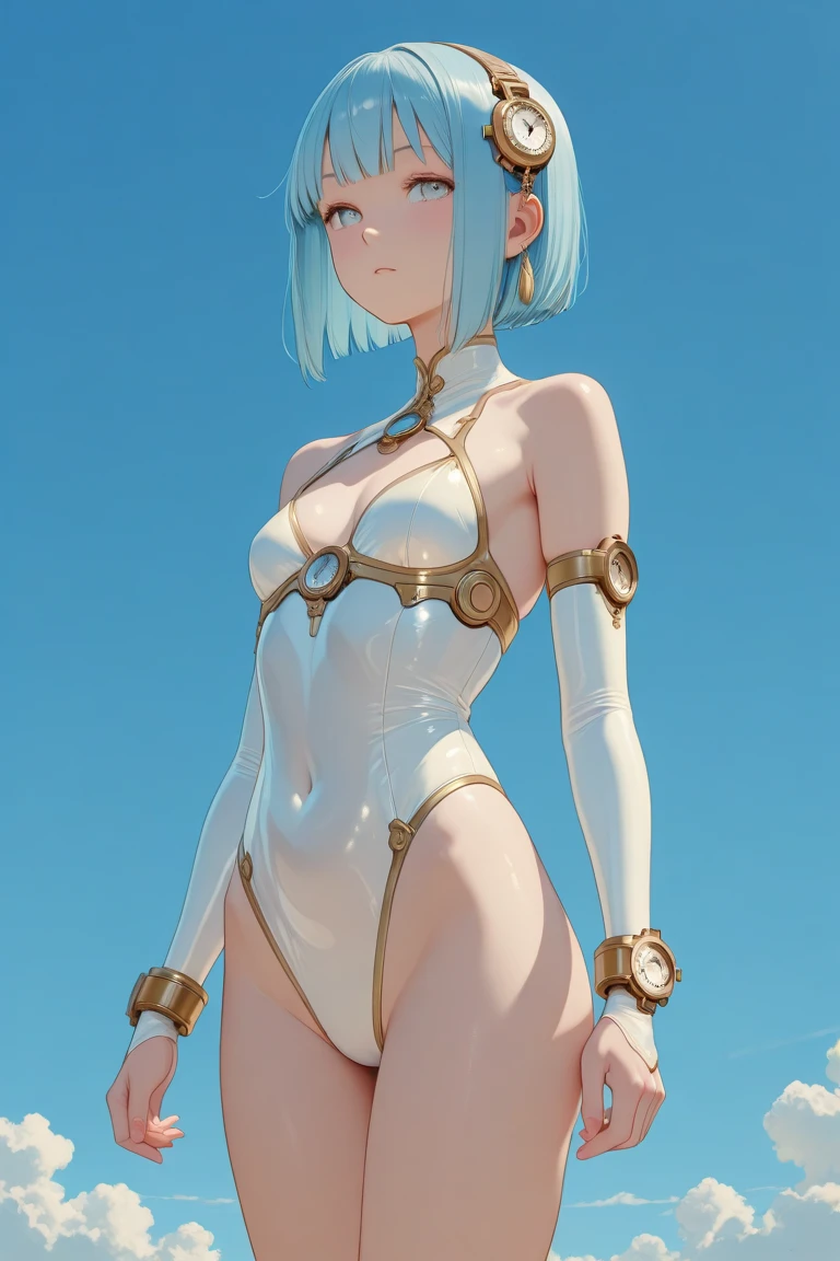 (Super detailed、Ultra-high resolution、8K masterpiece、Vibrant colors)、((Flat Color))、((Floating water))、summer、Poolside、 A woman in a sexy swimsuit、(Angle from below)、(Golden chains on body、Golden handcuffs)、Random Sexy Poses、Sweaty、 ((body paint、Pop tattoo on thigh))、Big Breasts、Spread your legs、 (Tight swimsuit、choker)、cameltoe、Beautiful hip line、Butt、nude、 (short hair、Vermilion, blue, silver, golden hair、hair ornaments)、Beautiful blue eyes、Beautiful red lip、(Reluctant、Bad mood)、 TWICE's Tzuyu' on pause