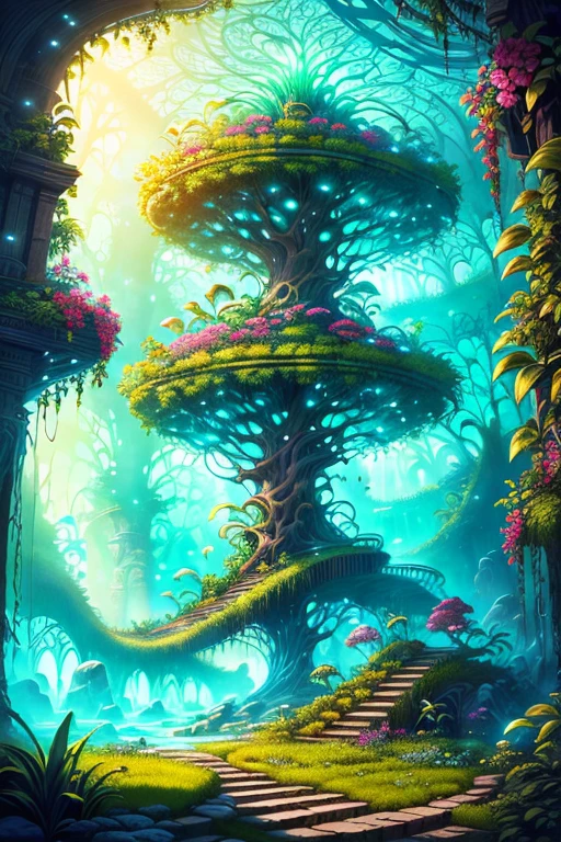 （When arriving on the planet Pandora，Surrounded by many people "Tree of hope" The seeds resemble glowing jellyfish；Towering trees，Can be used as a house to live in、lush rainforest，Extremely colorful，with dynamism、Flowers and plants that glow at night、mushroom...... When this "Garden of Fantasy"