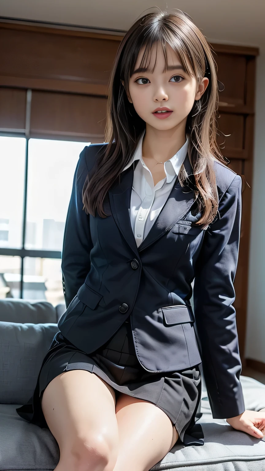 (Very detailed, Realistic photos, Realistic skin texture), 8k, A beautiful Japanese woman living in America looks back with a sawed-off shotgun on her hip, He is wearing a dirty and torn beige trench coat., navy yankees baseball cap, Dirty high-top Nike sneakers, An alley littered with bricks and rubble, It rains and clothes get wet, In an attractive and action-packed pose, And a cool configuration.