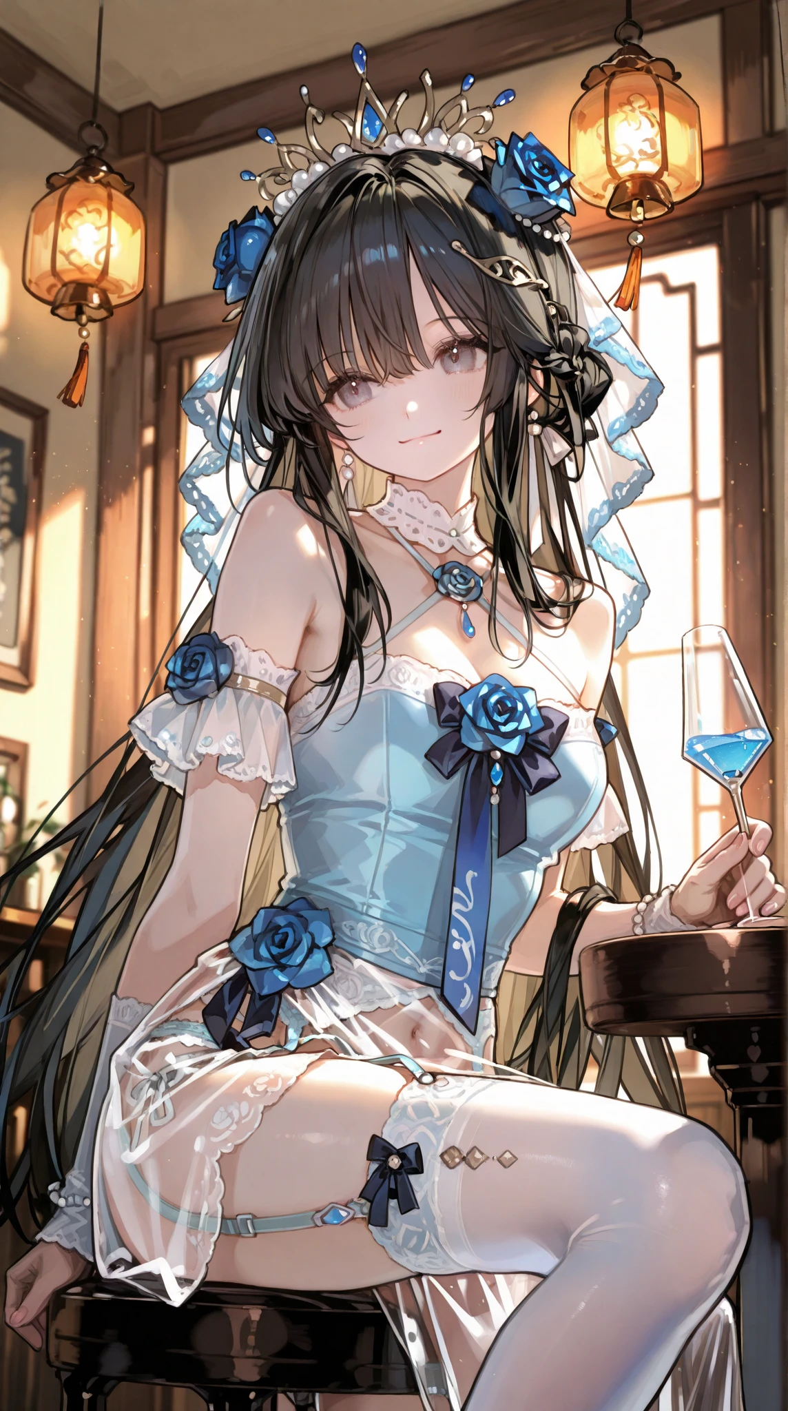 (from above:1.2),(from side:0.9), ((Face)), (Close-Up:0.4), ((looking at viewer, holding a bouquet to his mouth)), highest quality、(real、photorealistic:1.4)、(RAW photo:1.2)、very detailed CG unity 8k wallpaper, delicate and beautiful, wonderful, Fine detail, official art, huge file size, Ultra-detailed, very detailed girl, very detailed eyes and face, Bright on the face、(20 age girl:1.0)、small smile, smiling, (twintail hair:1.25), hair between eyes, hair twintails, (long hair:1.25), tiara,ruany,off-shoulder dress,pearl ,(gemstone),tiara,veil,wedding dress, wedding necklace, wedding long gloves, (luxurious bouquet), chapel, Stained glass,(best quality, highres, masterpiece:1.2), ultra-detailed, (realistic:1.37) illustration, erotic style, soft lighting, sweat glistening on her body, gentle warmth, mysterious, small breast,narrow waist,(with sparkling eyes and a contagious smile),her thin pubic hair, looking at viewer,