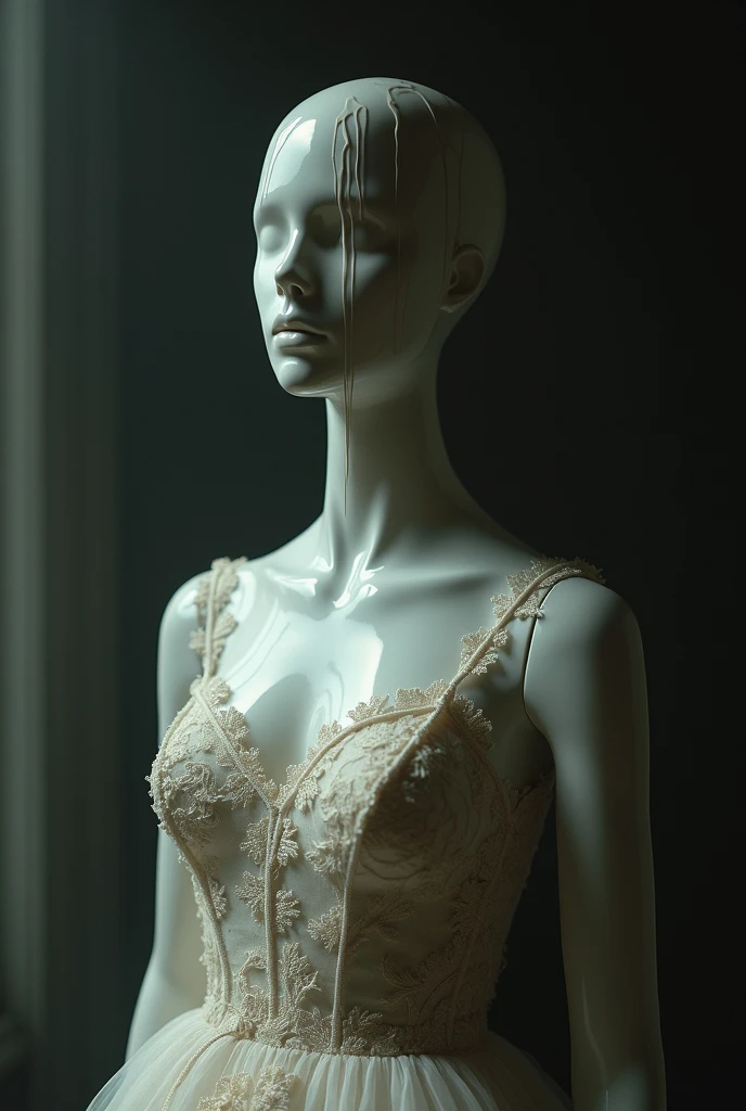 Female mannequin with clothes made by , christopher kane, balenciaga