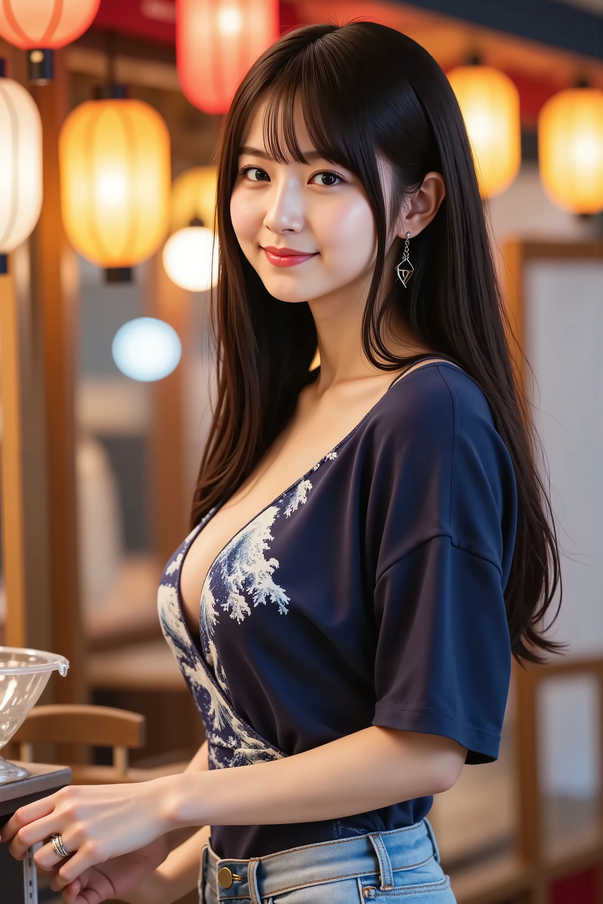 (1young girl), Extremely cute face, Amazing face and eyes, (Highly detailed eyes, Highly detailed face), fresh, Very clean appearance, (Hyper-realistic, hight resolution), (Best Quality:1.4), Raw photo, (Realistic, Photorealsitic:1.37), Professional Photography, (floral pattern yukata:1.5), (Open yukata), (cleavage:1.2), (Bare shoulders), Smile slightly, (Staring at me), Bedroom, girl portrait,