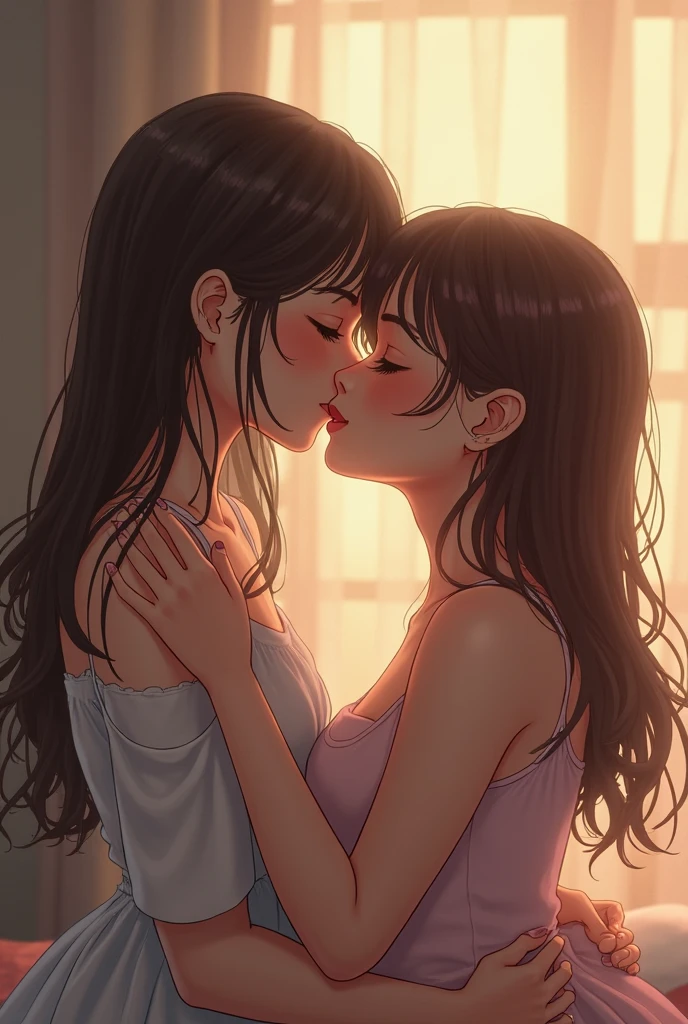 Two girls kissing