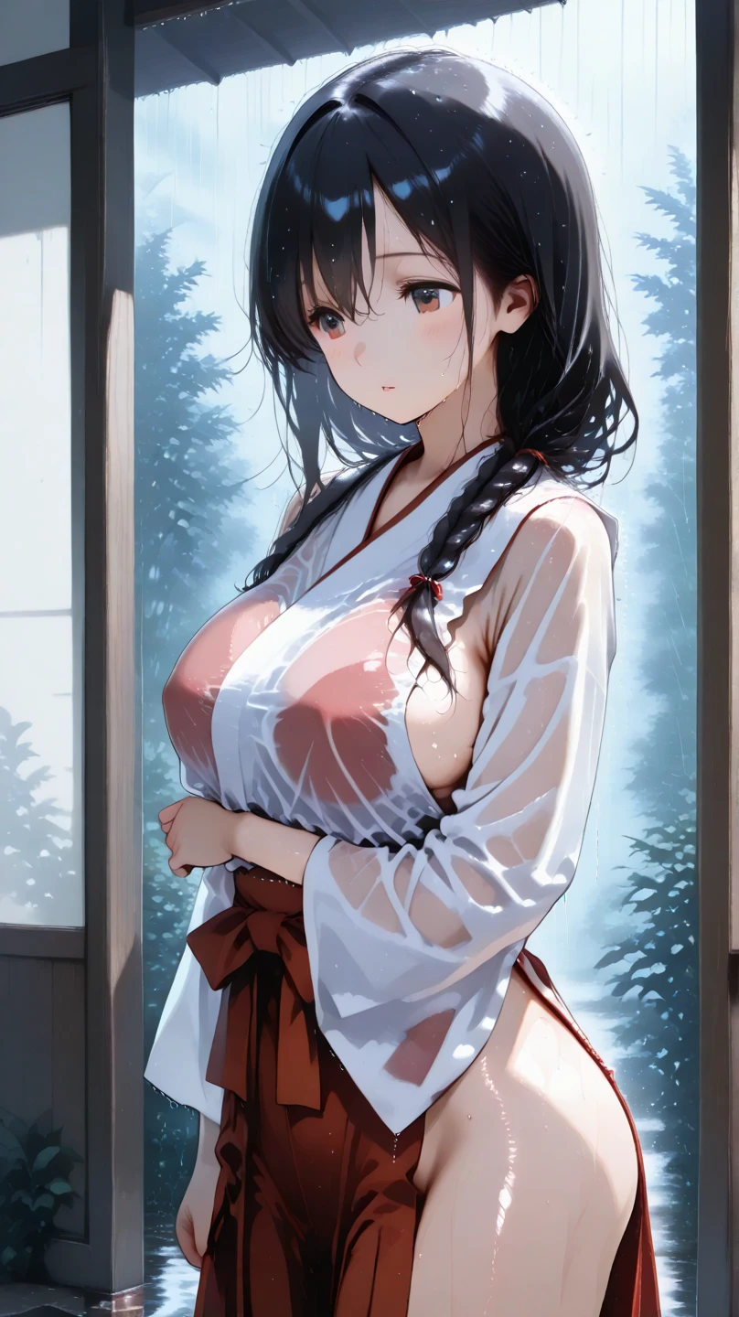 1female,25 age old,Large breasts,Pornographic exposure, 独奏,(Background with:coniferous forest,at winter season,Snow on the ground,the sea) with his long black hair, standing on your feet,Sweat profusely,drenched all over the body,From the front side, curlies, mostly cloudy sky,(((tmasterpiece),(Very detailed CG unity 8K wallpaper),best qualtiy,cinmatic lighting,detailed back ground,beatiful detailed eyes,Bright pupils,(Very fine and beautiful),(Beautiful and detailed eye description),ultra - detailed,tmasterpiece,)),facing at camera,A high resolution,ultra - detailed),Female sailor,Wearing a boat-shaped hat on his head,In sailor suit,winter clothes,revealing breasts,Bare genitalia,Pussy bulge,Camel toes,Raised sexy,Flushed complexion,Open-mouthed,Smile,