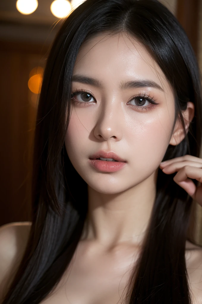 ((highest quality, 8K, masterpiece :1.3)), 1 girl, Beautiful woman highlighting her slim abs: 1.3, (Exposed cleavage、casual hairstyle, big breasts: 1.2), knit: 1.2, interior, super detailed face, delicate eyes, double eyelid, soft chest, smile, exposed cleavage