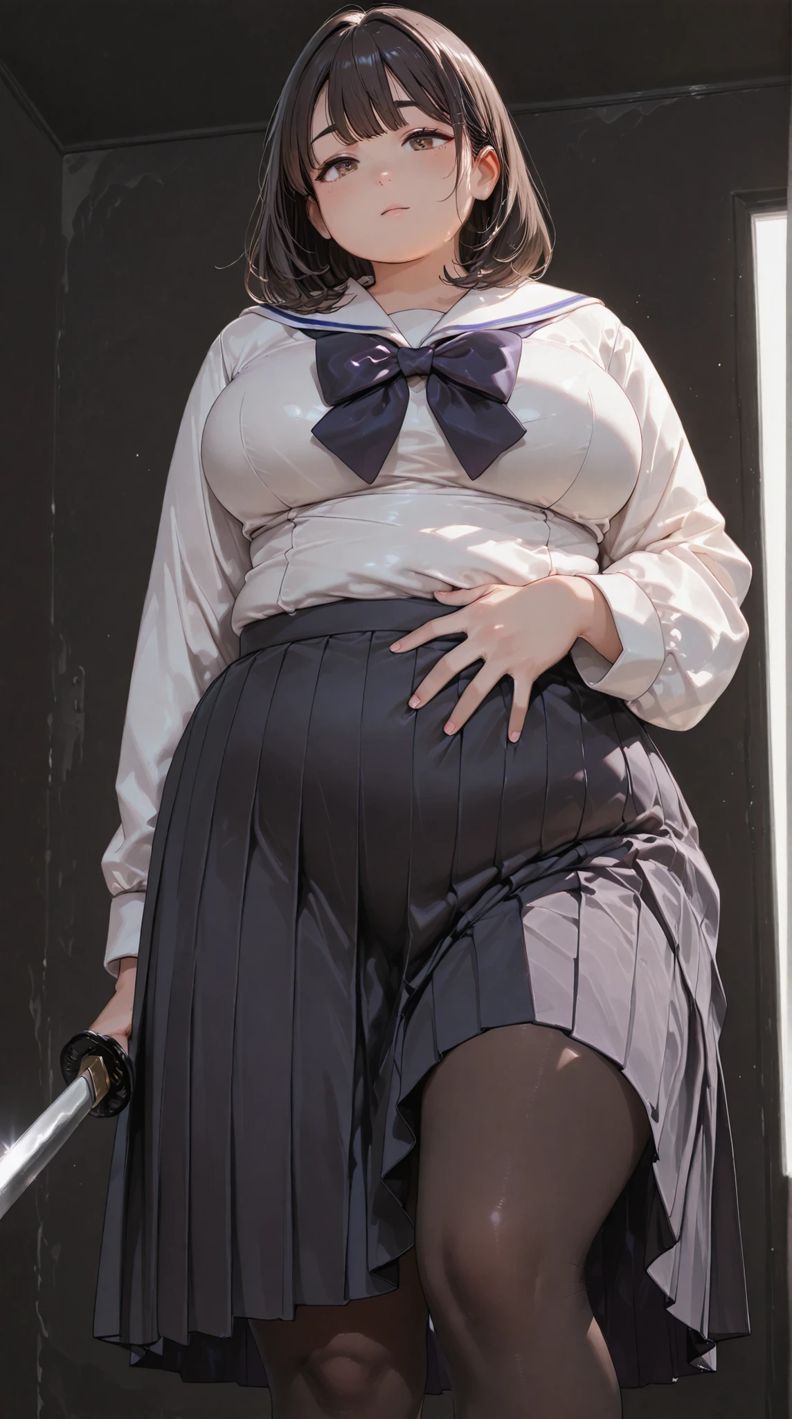 fat woman, obese, black wedding dress, dress, whole body fat, fat 1.8, short black hair, shut up, black lips, reality, photo, outdoors