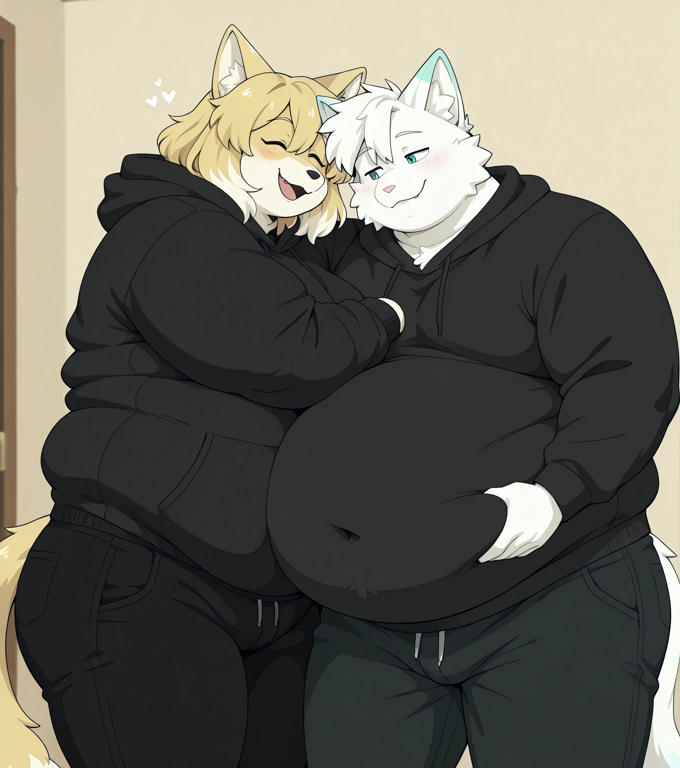 side view, low-angle view, duo, female, male, couple, belly worship, belly focus, living room, detailed background, by oouna, by taffyy, by bonifasko BREAK anthro, [female1: rabbit, sitting, sofa obese, huge belly, (belly rolls:1.2), fat rolls, (voluptuous:1.2), (curvy figure:1.6), (morbidly obese:1.4), (huge hips:1.2), (huge thighs:1.3), fat legs, vesible feet, weightchubby, (bloated), belly overhang,] BREAK anthro, [male2: squirrel, (belly kiss:1.2), belly grab, belly play, teenager, hyper muscles] size difference, bigger female, smaller male
