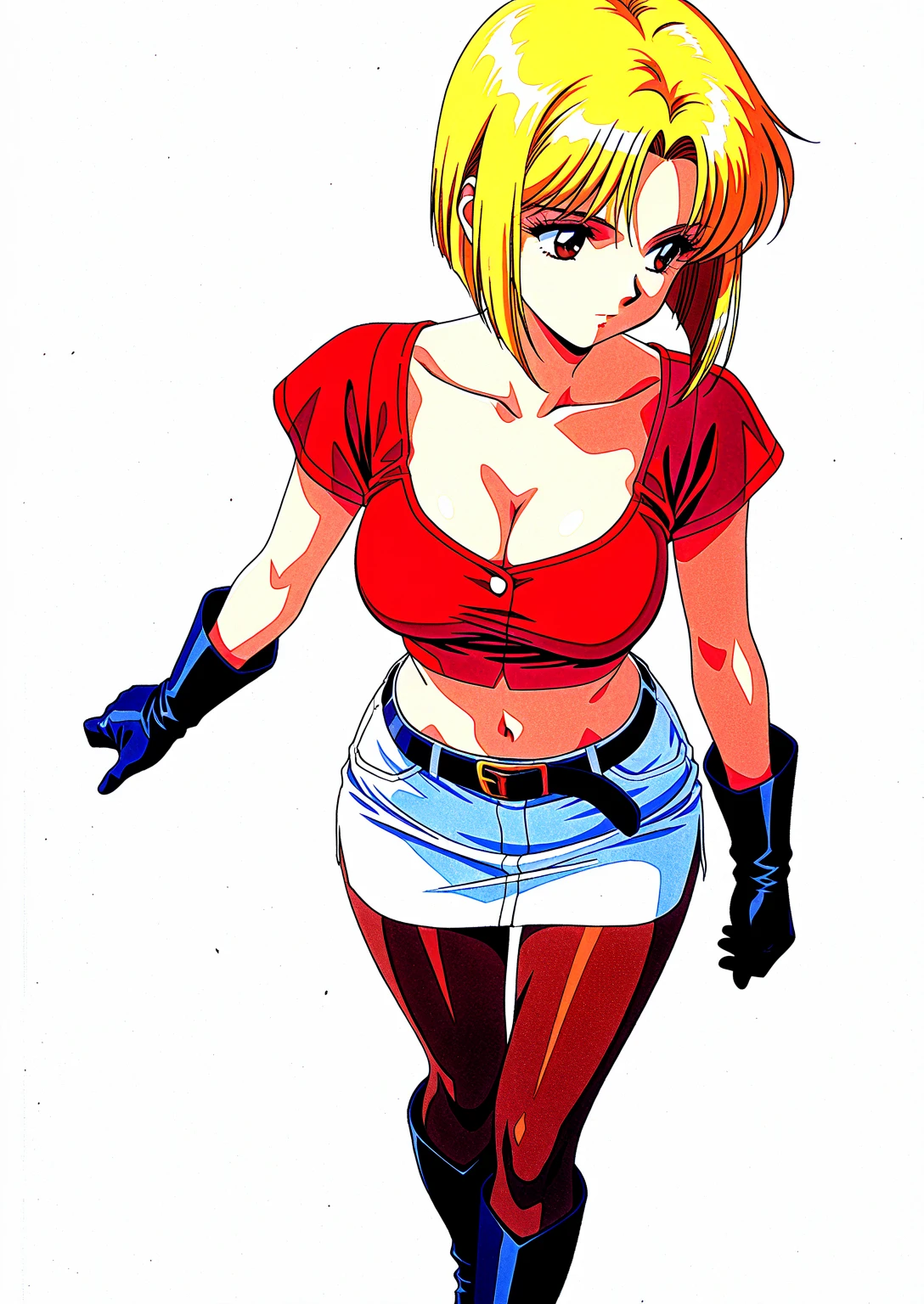 score_9, score_8_up, score_7_up, rating_explicit, masterpiece, best quality,high quality,highres,very aesthetic, absurdres, high detailed,optimal lightning,4k,8k wallpaper, source_anime, uncensored,official art, official style, megami magazine,BREAK,1girl,Revy, long hair, brown hair, brown eyes, ponytail,black crop top,  short shorts, denim, blue shorts,unamused,disappointed,embarrassed,looking away,handjob,BREAK,1boy,nude,one hand on another's head,penis,BREAK,from below,