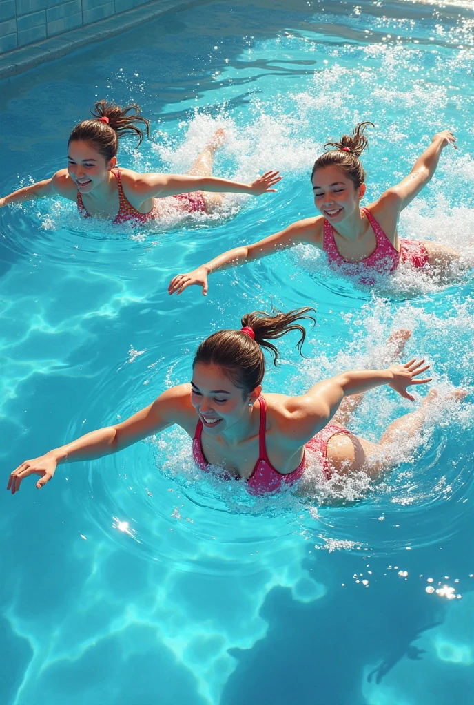 jeune femme dans une piscine, doux sourire
